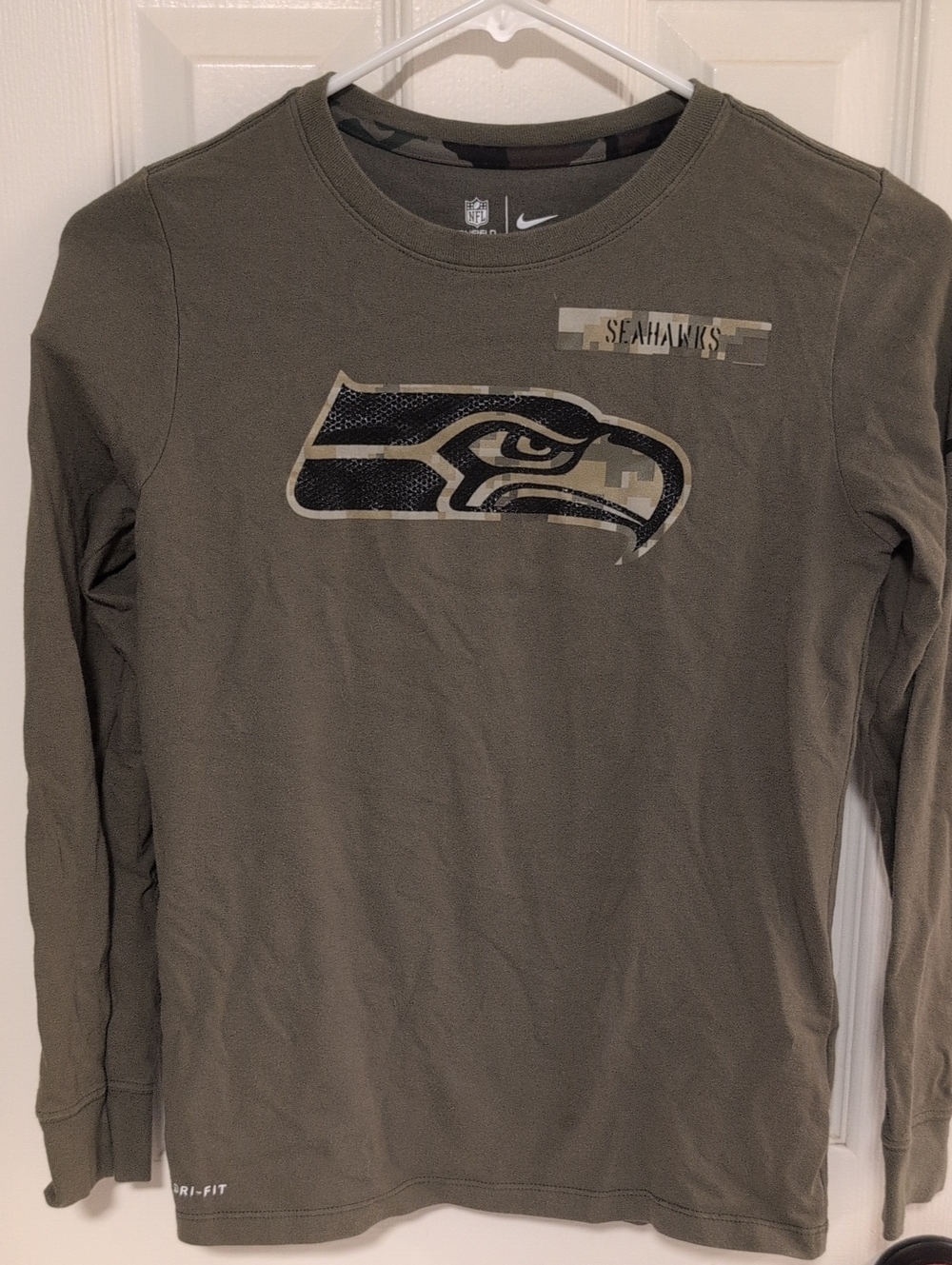 Nike Olive Green Seattle Seahawks Logo Long Sleeve Shirt